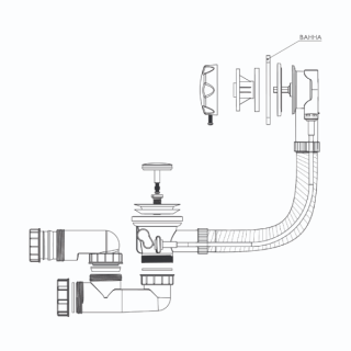 Слив-перелив для ванны BETTOSERB 125316 полуавтомат с поворотной ABS накладкой